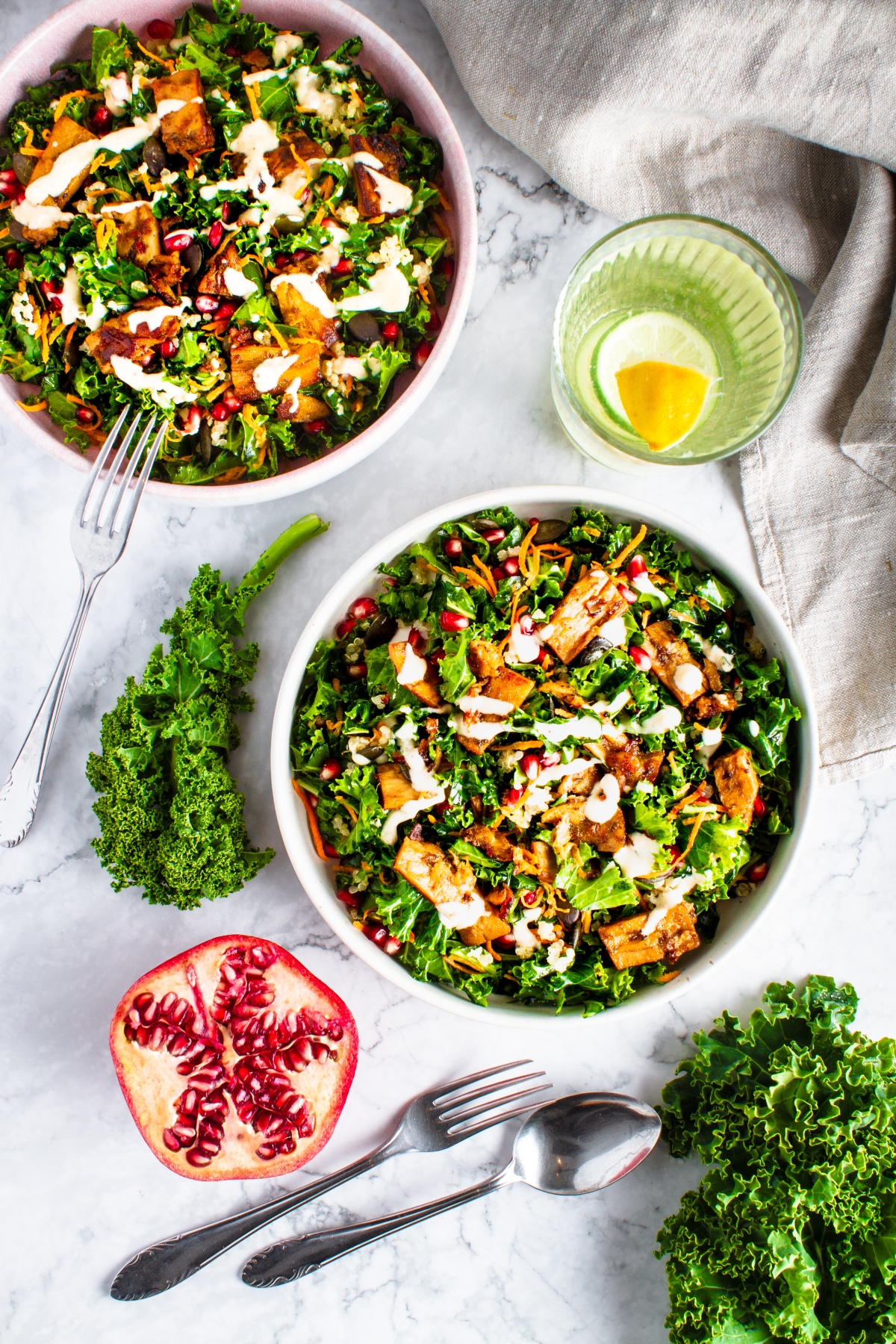 Quinoa -Kale Salad with Tahini Dressing